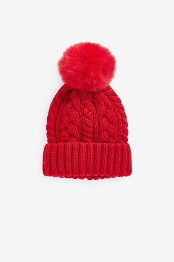 NEXT Bommelmütze Strickmütze mit Zopfmuster und Bommel 1-St mehr Sonderangebot der Fabrik
