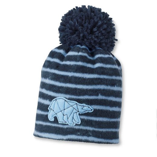 STERNTALER® Ohrenmütze Wintermütze Bommelmütze mit Eisbär-Applikation gestreift mehr Günstig kaufen