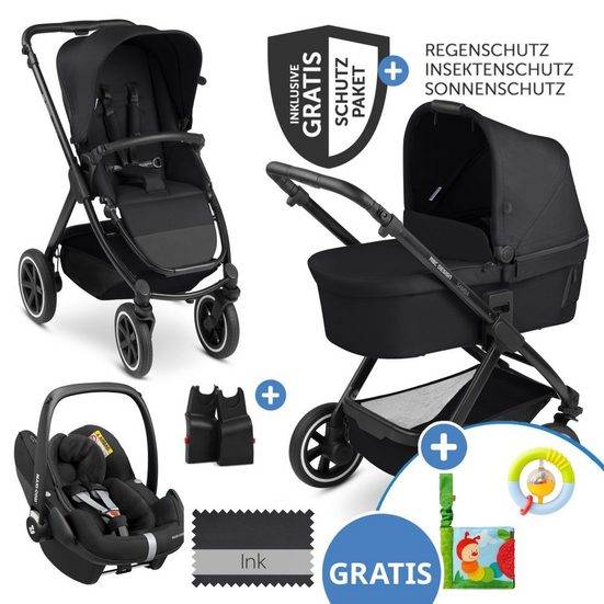 ABC DESIGN Kombi-Kinderwagen Samba - 3in1 - Ink Kinderwagen Buggy Set mit Babywanne, Maxi Cosi Pebble Pro & Zubehör mehr Blitzangebot