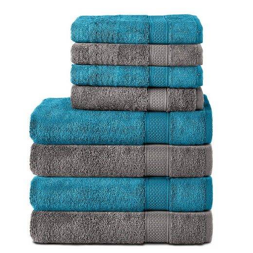 KOMFORTEC Handtuch Set 100% Baumwolle, 4 Badetücher 70x140 und 4 Handtücher 50x100 cm Frottee (Packung, 8-St), Badehandtuch & XXL Saunatuch, Weich, Towel, Groß mehr Angebote