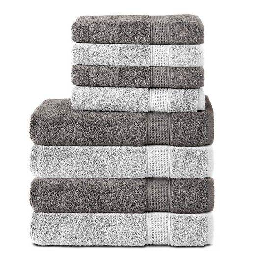 KOMFORTEC Handtuch Set 100% Baumwolle, 4 Badetücher 70x140 und 4 Handtücher 50x100 cm Frottee (Packung, 8-St), Badehandtuch & XXL Saunatuch, Weich, Towel, Groß mehr Günstiger Verkauf
