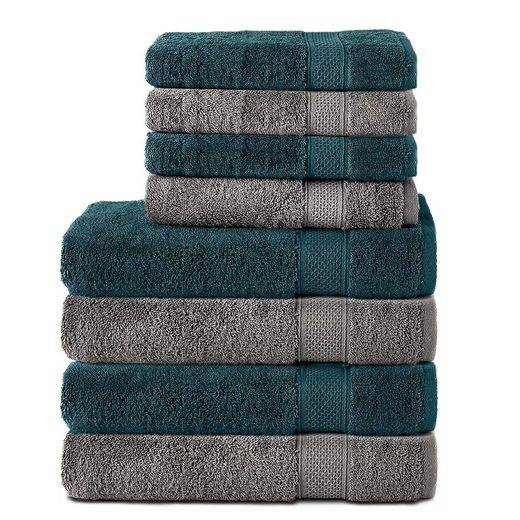 KOMFORTEC Handtuch Set 100% Baumwolle, 4 Badetücher 70x140 und 4 Handtücher 50x100 cm Frottee (Packung, 8-St), Badehandtuch & XXL Saunatuch, Weich, Towel, Groß mehr Limitierter Zeitrabatt