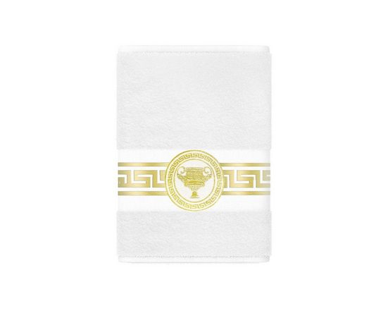 BELLE ARTI Handtücher Gästehandtücher Badetücher Duschtücher Saunatücher Mäander Amphore Set (1-St), schwarz weiss, gold hochwertig eingestickt Baumwolle weich saugstark mehr Zeitlich begrenztes Angebot