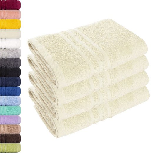 LAVEA Handtuch Elena 50x100cm aus 100% Baumwolle, fusselfreies, pflegeleichtes hautfreundliches Handtuch-Set (Set, 4-St), einzigartig weiche Frottee Handtücher für jeden Hauttyp geeignet mehr Clearance-Verkauf