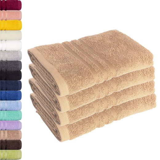 LAVEA Handtuch Elena 50x100cm aus 100% Baumwolle, fusselfreies, pflegeleichtes hautfreundliches Handtuch-Set (Set, 4-St), einzigartig weiche Frottee Handtücher für jeden Hauttyp geeignet mehr Kostenloser Versand international