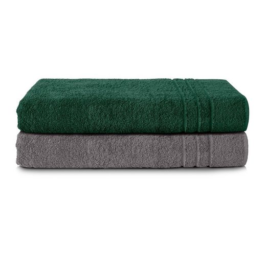 KOMFORTEC Saunatuch 80x200 cm Saunatücher Set aus 100% Baumwolle Frottee (2-St), XXL, Weich, Groß, Schnelltrocknend mehr 50% Rabatt für begrenzte Zeit