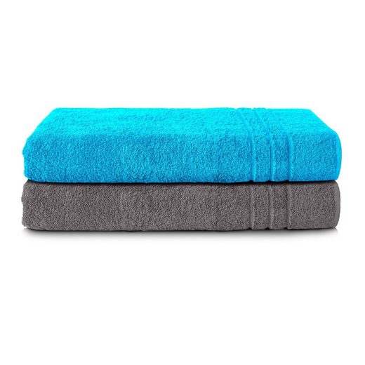 KOMFORTEC Saunatuch 80x200 cm Saunatücher Set aus 100% Baumwolle Frottee (2-St), XXL, Weich, Groß, Schnelltrocknend mehr 50% Rabatt für begrenzte Zeit