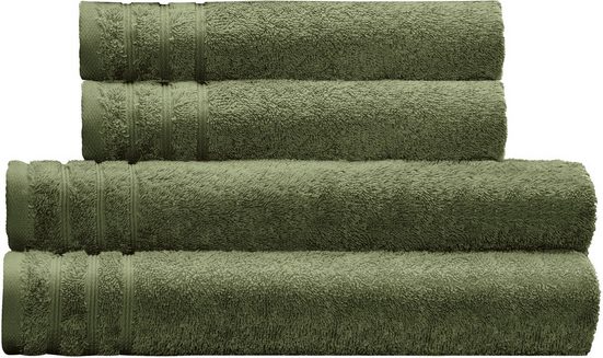 KLEINE WOLKE Handtuch Set Royal Frottier (Set, 4-St), Uni Farben, Handtücher, Duschtücher, Bordüre, weich mehr Saisonschlussverkauf
