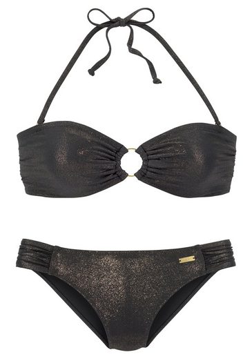 LASCANA Bandeau-Bikini mit goldfarbener Glanzbeschichtung mehr Kostenlose Rückgabe