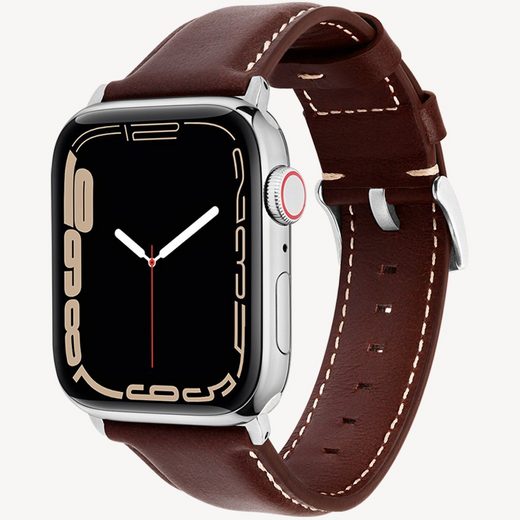 WIIUKA Smartwatch-Armband tiime Armband aus Leder für die Apple Watch Serie 1-8, SE, Ultra Handgefertigt - Deutsches Leder, Premium Qualität mehr Versandkostenfrei