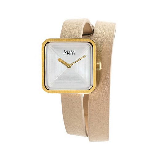 M&M Quarzuhr Armbanduhr Damen Leder Mini Square (1-tlg), Analoguhr, Damenuhr mit Lederarmband eckig, Designer Uhr, deutsche Manufaktur, inkl. edles Etui mehr Muttertagsangebot