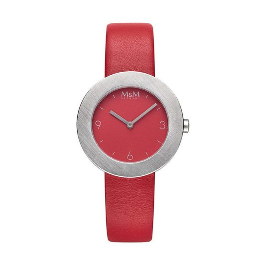 M&M Quarzuhr Armbanduhren Damen Leder Circle Line (1-tlg), Analoguhr rund mit Lederarmband, Designer Uhr, deutsche Manufaktur, inkl. edles Etui mehr Jubiläumsangebot