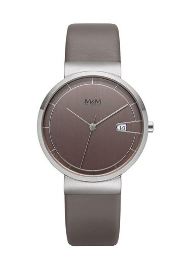M&M Quarzuhr Armbanduhren Damen Lederarmband Day Date (1-tlg), Analoguhr rund mit Lederarmband, Designer Uhr, deutsche Manufaktur, inkl. edles Etui mehr Neuheiten