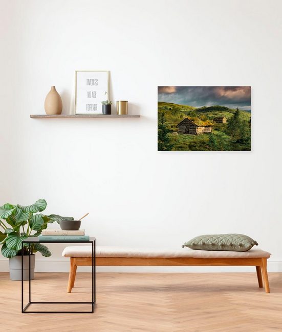 KOMAR Leinwandbild Keilrahmenbild - Rustic Charme - Größe 60 x 40 cm Baum, Berge, Blumen, Blätter, Foto, Jahreszeiten, Landschaft, Meer, Natur, Palmen, Strand (Packung, 1 St), Deutsches Qualitätsvlies (155 g/m) mehr VIP-Rabatte