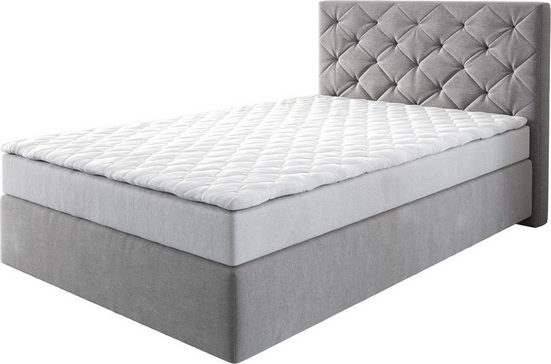 DELIFE Boxspringbett Dream-Great Mikrofaser Grau 120x200 cm mit Matratze und Topper mehr Clearance-Verkauf