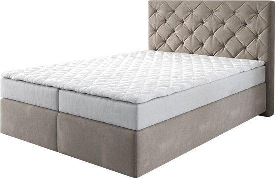 DELIFE Boxspringbett Dream-Great Mikrofaser Grau 120x200 cm mit Matratze und Topper mehr Kostenloser Versand international