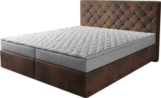 DELIFE Boxspringbett Dream-Great Mikrofaser Grau 120x200 cm mit Matratze und Topper mehr Kostenloser Versand international