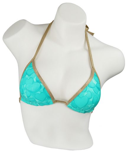 MISS BEACH Triangel-Bikini-Top wattiert Glanz-Optik mit Herz-Print, Vorgeformtes Bikini-Oberteil mehr 2025