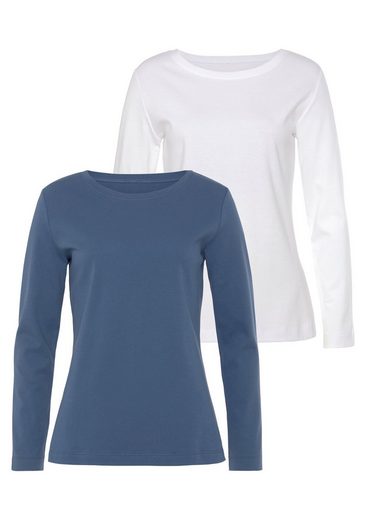 VIVANCE Langarmshirt (Packung, 2-tlg) aus besonders weicher und fester Baumwolle mehr 50% Rabatt für begrenzte Zeit