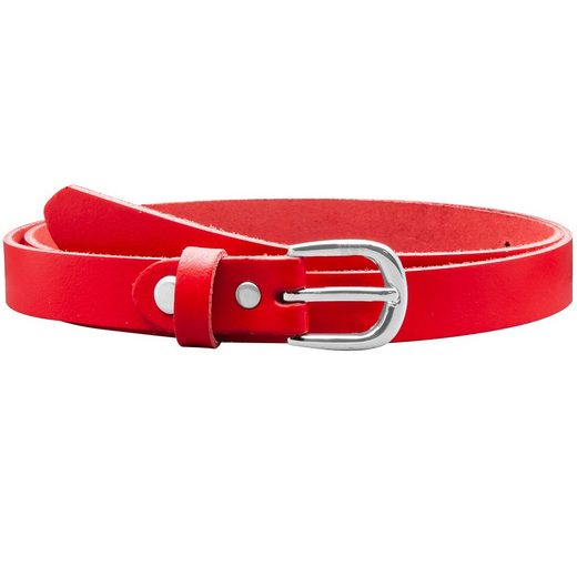 COLOGNEBELT Ledergürtel A8-SL Ledergürtel in Rot - 2 cm Breit - mit silberner abgerundeter Gürtelschließe - modern, leger, klassisch mehr Günstig kaufen