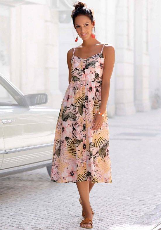 LASCANA Sommerkleid aus Leinenmix, Midikleid mit Knopfleiste vorne, Strandkleid mehr Exklusivangebot