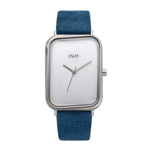 M&M Quarzuhr Armbanduhr Damen Leder Dancing Square (1-tlg), Analoguhr eckig mit Lederarmband, Designer Uhr mehr Fabrikladen