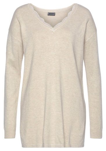 LAURA SCOTT Strickpullover mit Spitzen am Ausschnitt mehr Flash Sale