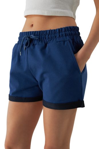 SMITH & SOLO Sweatshorts Kurze Hose Damen Shorts (1-tlg) Lycra, Baumwolle, umschlagene Beinsaum mehr Neuheiten