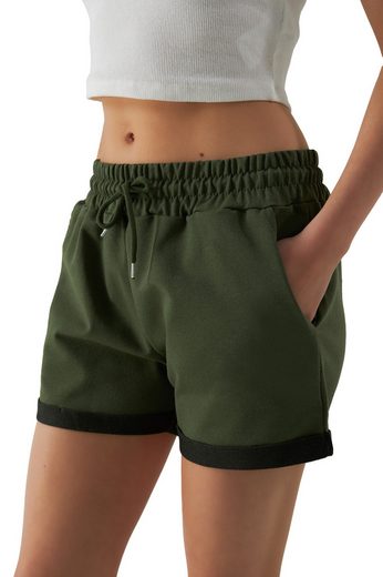 SMITH & SOLO Sweatshorts Kurze Hose Damen Shorts (1-tlg) Lycra, Baumwolle, umschlagene Beinsaum mehr Bestseller