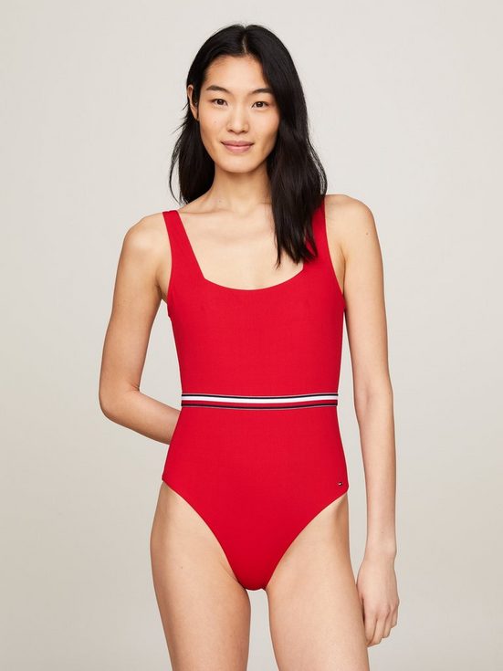 TOMMY HILFIGER SWIMWEAR Badeanzug SQUARE NECK ONE PIECE mit Logo-Stretchband mehr Begrenztes Angebot