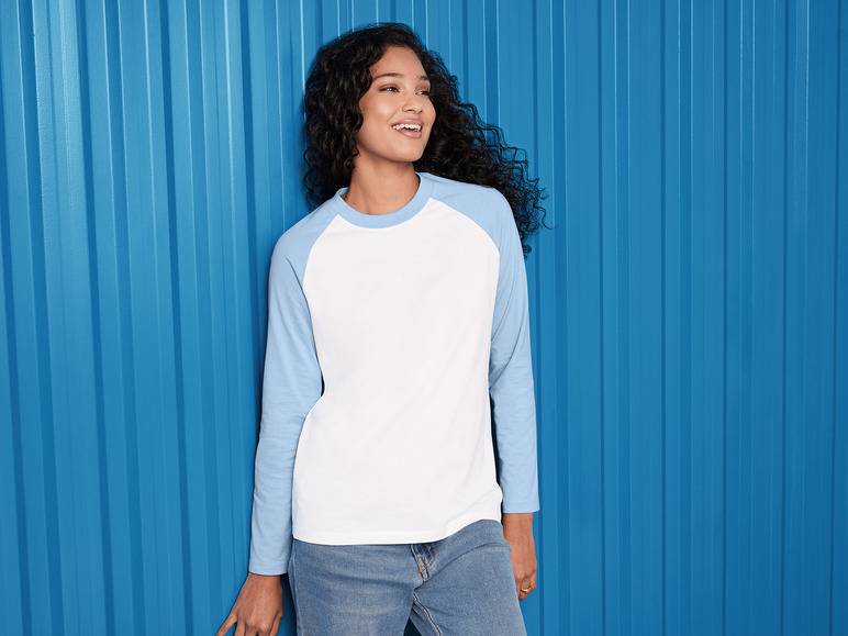 esmara® Damen Langarmshirt aus reiner Baumwolle Schlussverkauf