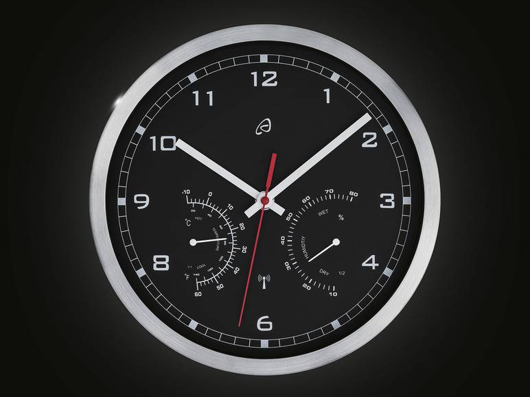 AURIOL® Funkwanduhr, mit Thermometer und Hygrometer Versandkostenfrei