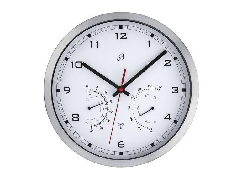 AURIOL® Funkwanduhr, mit Thermometer und Hygrometer Versandkostenfrei