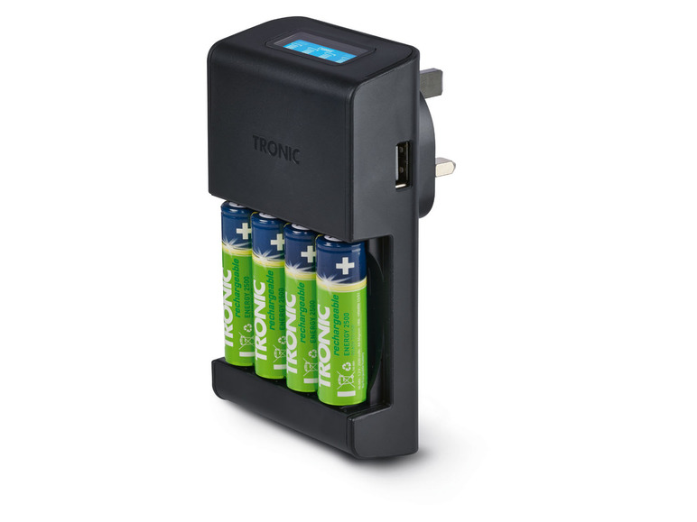 TRONIC® Akku Ladegerät mit LCD Ladeanzeige Saisonale Angebote