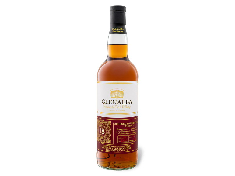 Glenalba Blended Scotch Whisky 18 Jahre Sherry Cask Finish mit Geschenkbox 41,4% Vol Großer Ausverkauf