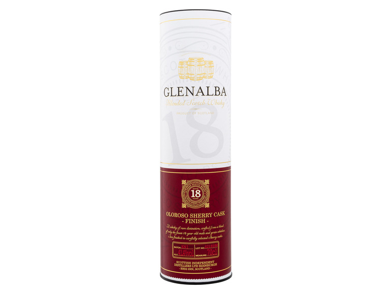 Glenalba Blended Scotch Whisky 18 Jahre Sherry Cask Finish mit Geschenkbox 41,4% Vol Großer Ausverkauf