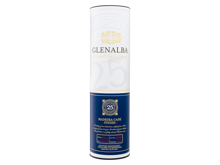 Glenalba Blended Scotch Whisky 25 Jahre Madeira Cask Finish mit Geschenkbox 41,4% Vol Saisonschlussverkauf