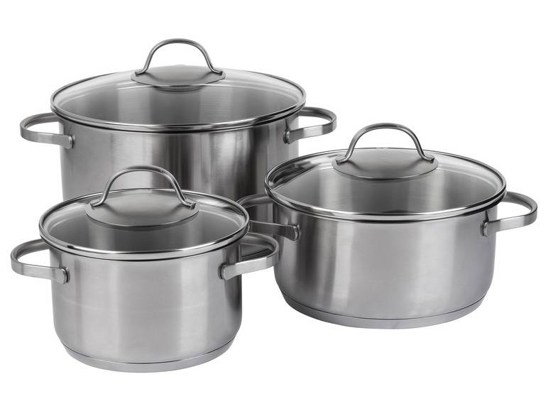 ERNESTO® Topfset Edelstahl, 6-tlg, mit Glasdeckel Kauf eins, bekomm eins gratis