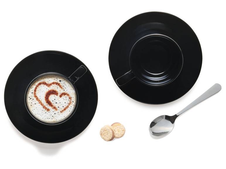 ERNESTO® 2er Set Tassen mit Untertasse, aus hochwertigem Porzellan Lagerräumung