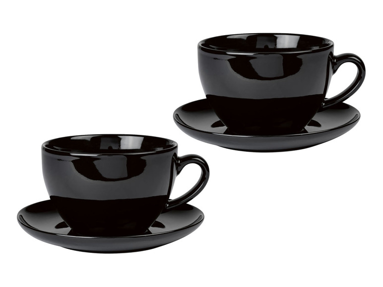 ERNESTO® 2er Set Tassen mit Untertasse, aus hochwertigem Porzellan Lagerräumung