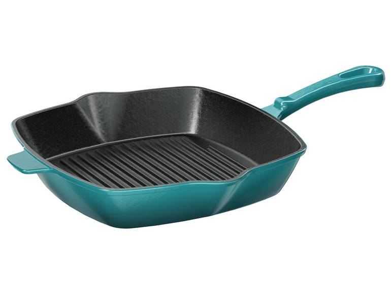 ERNESTO® Gusseisen-Grillpfanne, 24,5 x 24,5 cm, gerillt Auslauf