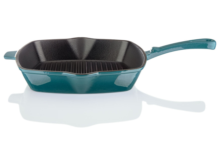 ERNESTO® Gusseisen-Grillpfanne, 24,5 x 24,5 cm, gerillt Auslauf