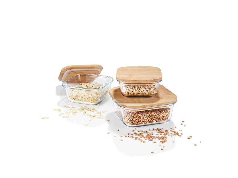 ERNESTO® Glas-Aufbewahrungsdosen-Set, mit Bambusdeckel Kostenloser Versand