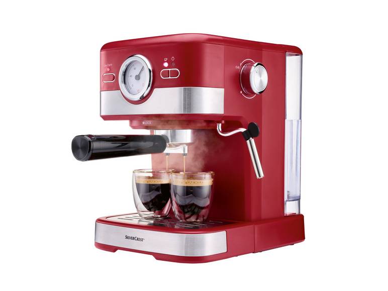SILVERCREST® Espressomaschine Siebträger »SEM 1100 C5«, 1100 W, rot Lagerräumung