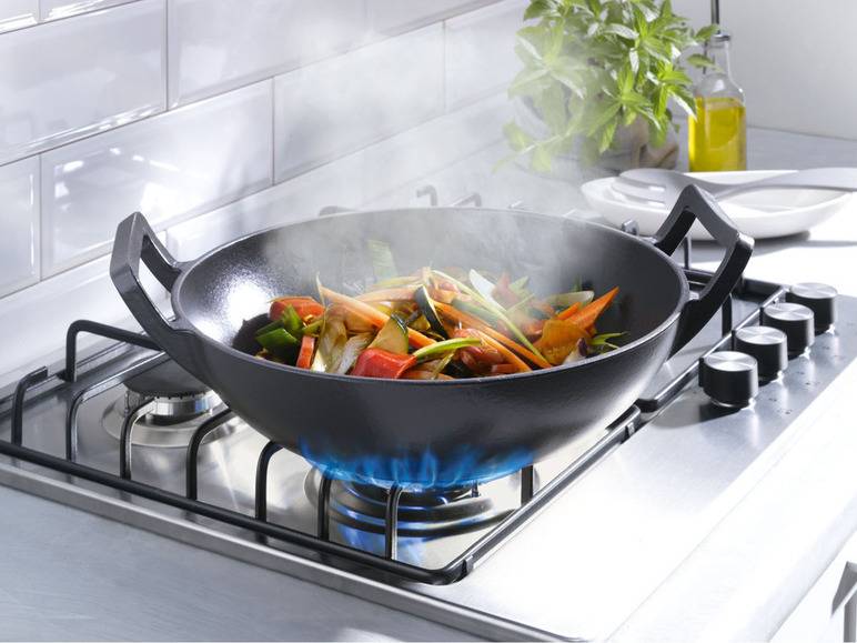 GRILLMEISTER Gusseisen mit Wok und Bratpfanne Sonderangebot