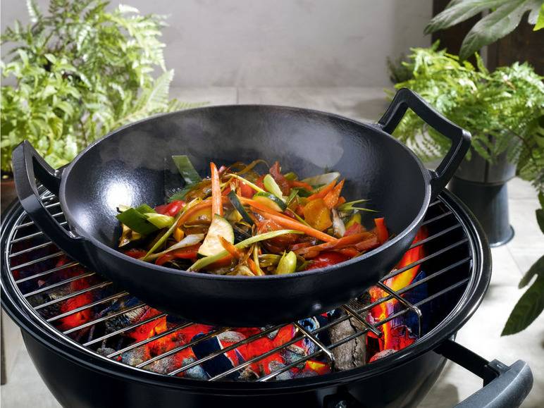 GRILLMEISTER Gusseisen mit Wok und Bratpfanne Sonderangebot