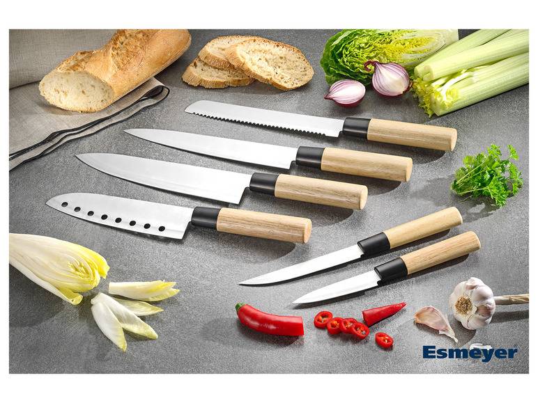 Esmeyer Asia Messerset 6-teilig aus Edelstahl/Holzgriff Neueste Mode