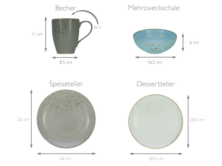Creatable NATURE COLLECTION Skandinavien, Geschirrset Kombiservice 16 teilig Kauf eins, bekomm eins gratis