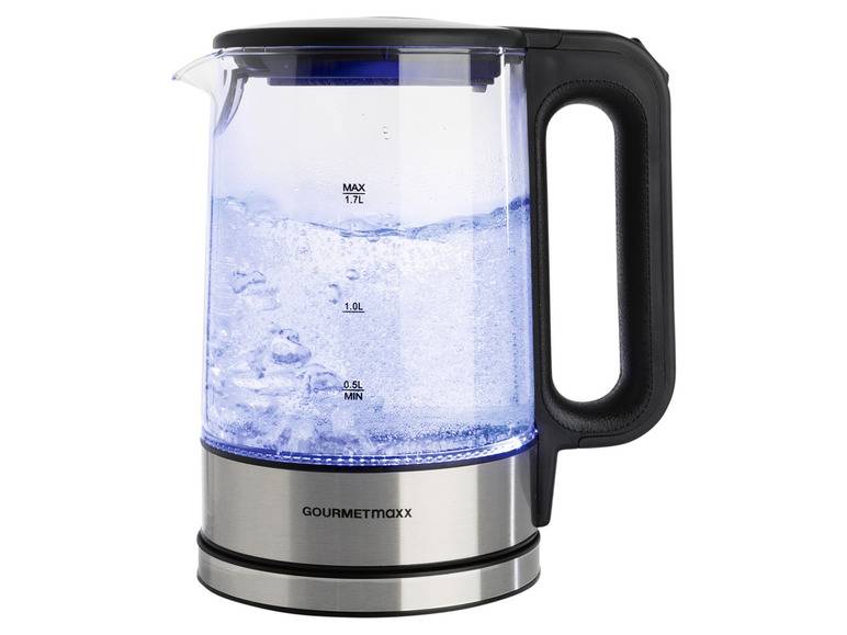 GOURMETmaxx Glas-Wasserkocher, 1,7 l, kabellos, LED Tägliche Deals