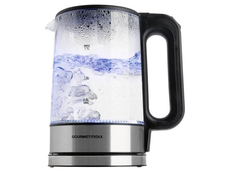 GOURMETmaxx Glas-Wasserkocher, 1,7 l, kabellos, LED Tägliche Deals